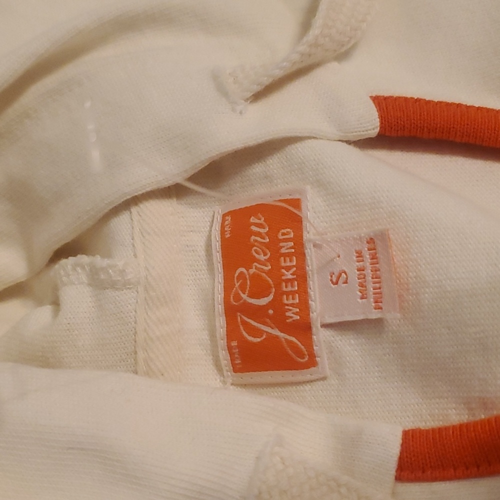 🍒J. Crew Tipped V-Neck Beach Mariner Hoodie, Size S - Picture 7 of 11